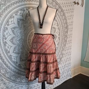 The Limited Boho Paisley Tier Midi Skirt